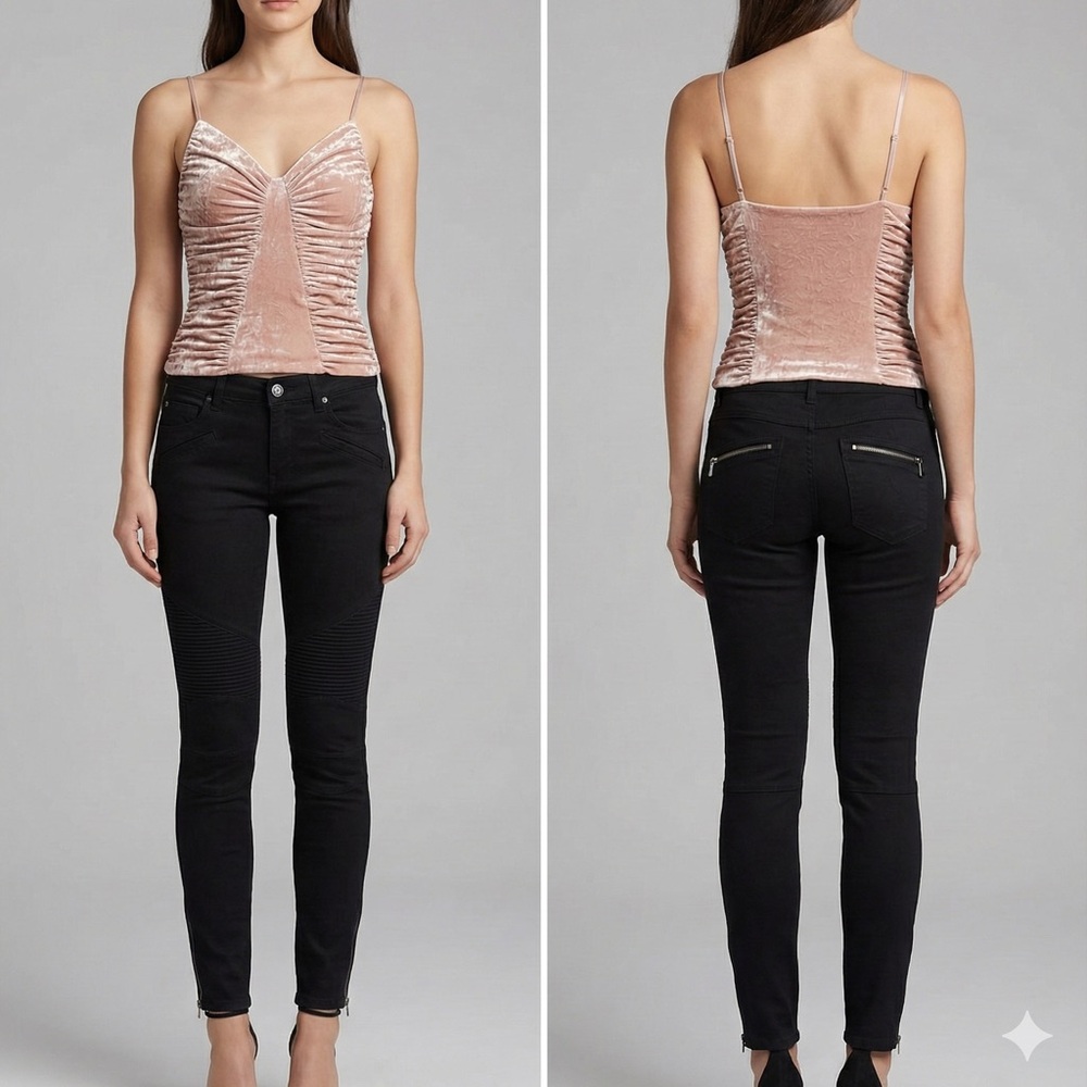 New Vintage Plush BeBe Nude Velour Sexy Top - Small